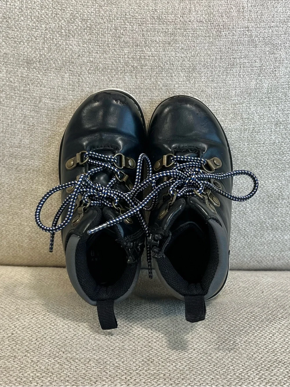 Baby Gap Size 9 Toddler Black Hiker Boots Lace Up Side Zip Play Condition